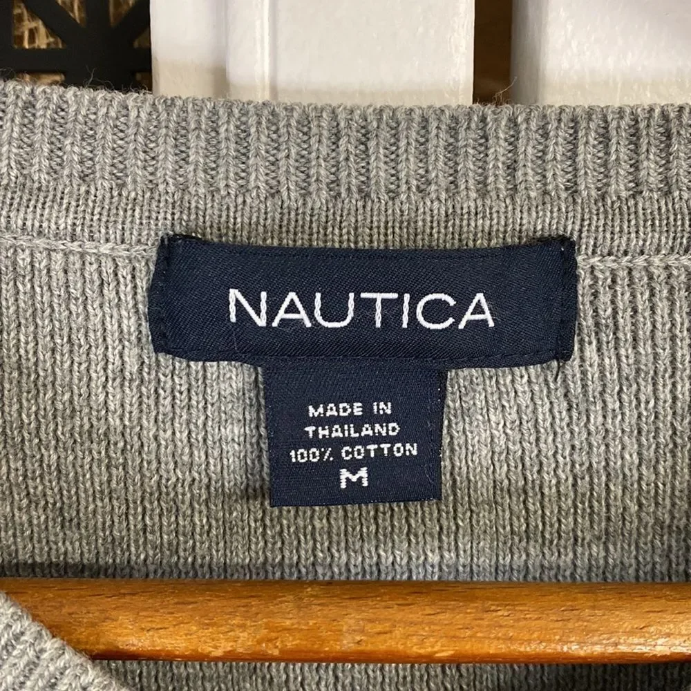 Mens Nautica Grey Sleeveless V Neck Pullover Sweater Size Medium